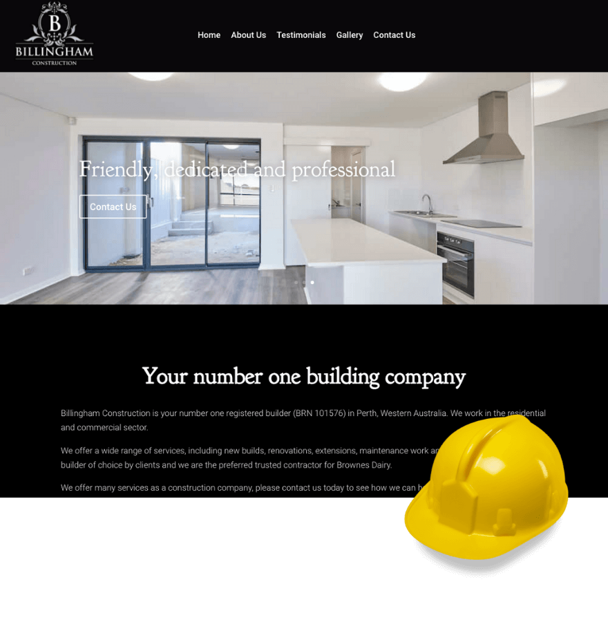 Web design for Billingham Construction in Perth