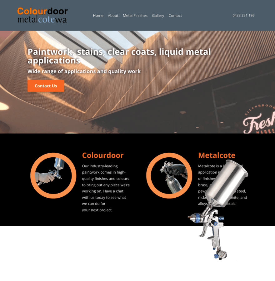 Web design for Colourdoor Metalcote